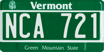 VT license plate NCA721