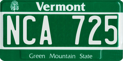 VT license plate NCA725