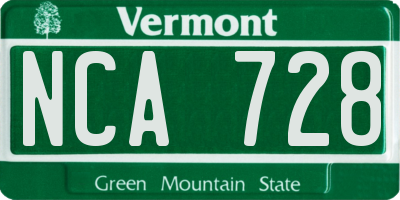 VT license plate NCA728