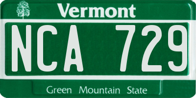 VT license plate NCA729