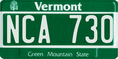 VT license plate NCA730