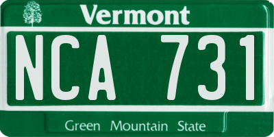 VT license plate NCA731