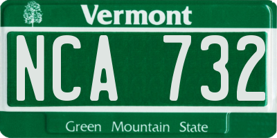 VT license plate NCA732