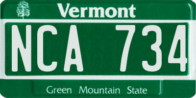 VT license plate NCA734