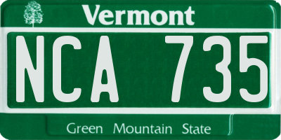 VT license plate NCA735