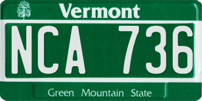 VT license plate NCA736