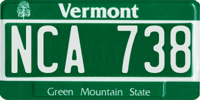 VT license plate NCA738