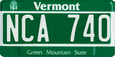 VT license plate NCA740