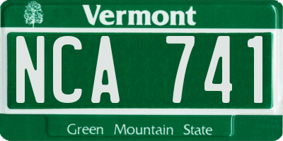 VT license plate NCA741