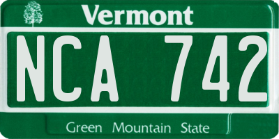 VT license plate NCA742