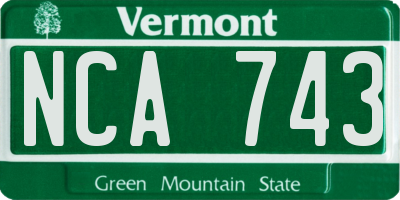 VT license plate NCA743