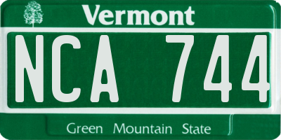 VT license plate NCA744