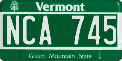 VT license plate NCA745