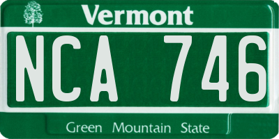 VT license plate NCA746