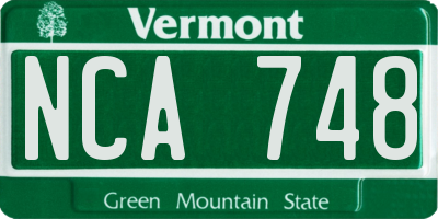 VT license plate NCA748
