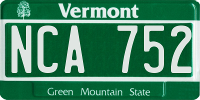 VT license plate NCA752