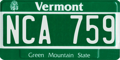 VT license plate NCA759