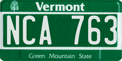 VT license plate NCA763