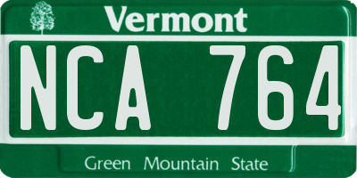 VT license plate NCA764