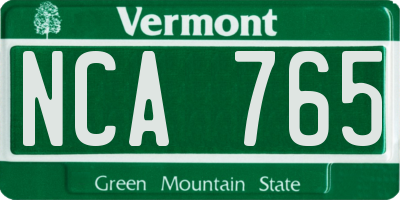 VT license plate NCA765
