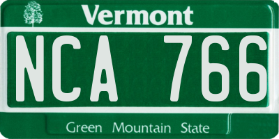 VT license plate NCA766