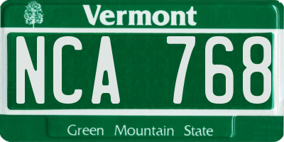 VT license plate NCA768