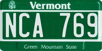 VT license plate NCA769