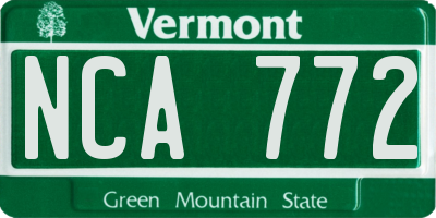VT license plate NCA772