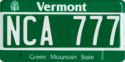 VT license plate NCA777