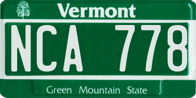 VT license plate NCA778