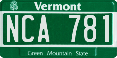 VT license plate NCA781