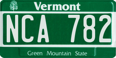 VT license plate NCA782