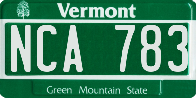 VT license plate NCA783