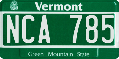 VT license plate NCA785