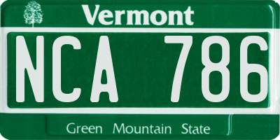 VT license plate NCA786
