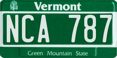 VT license plate NCA787