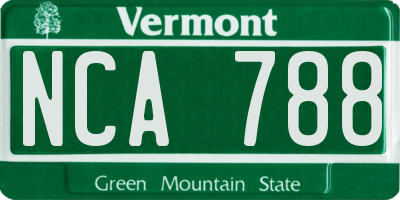 VT license plate NCA788