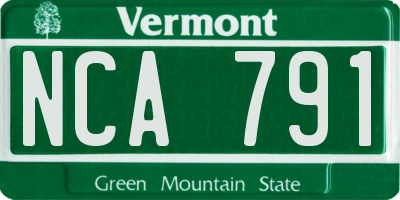 VT license plate NCA791