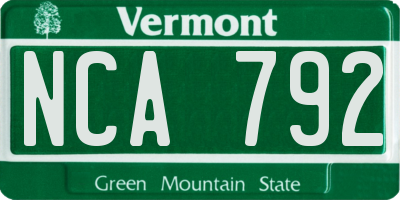 VT license plate NCA792
