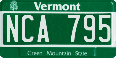 VT license plate NCA795