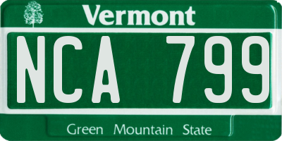 VT license plate NCA799