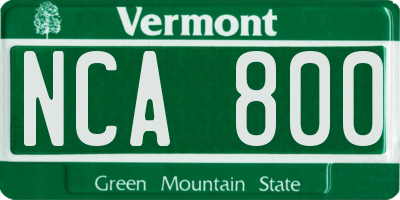VT license plate NCA800