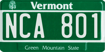 VT license plate NCA801