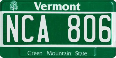 VT license plate NCA806