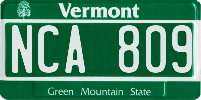 VT license plate NCA809