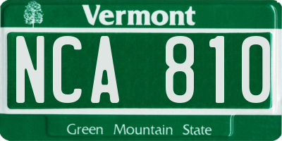VT license plate NCA810