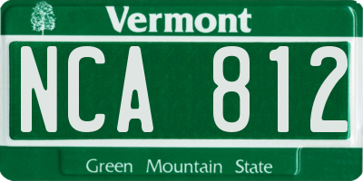 VT license plate NCA812