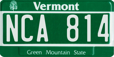 VT license plate NCA814