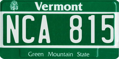 VT license plate NCA815