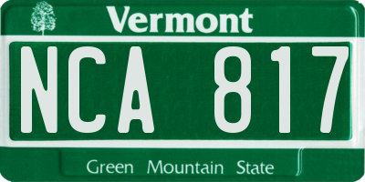 VT license plate NCA817
